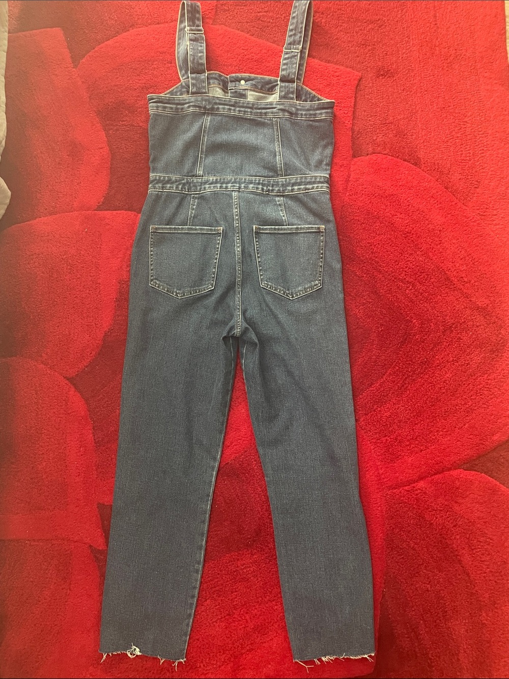 Express Denim Button-Front Women’s Overalls - Dark Blue - Picture 2 of 5